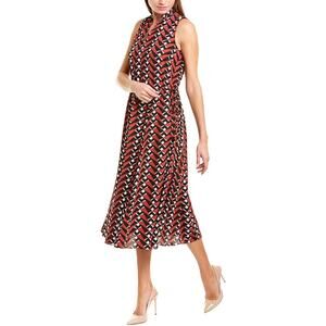 Anne Klein Broadway Lights Drawstring Midi Dress Cinnamon & Black Womens Size S